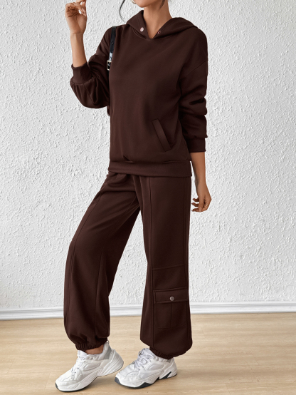YJ084 Two-piece Women's Casual Hoodie Set With Drawstring Jogging Pants(Can be customized printing)