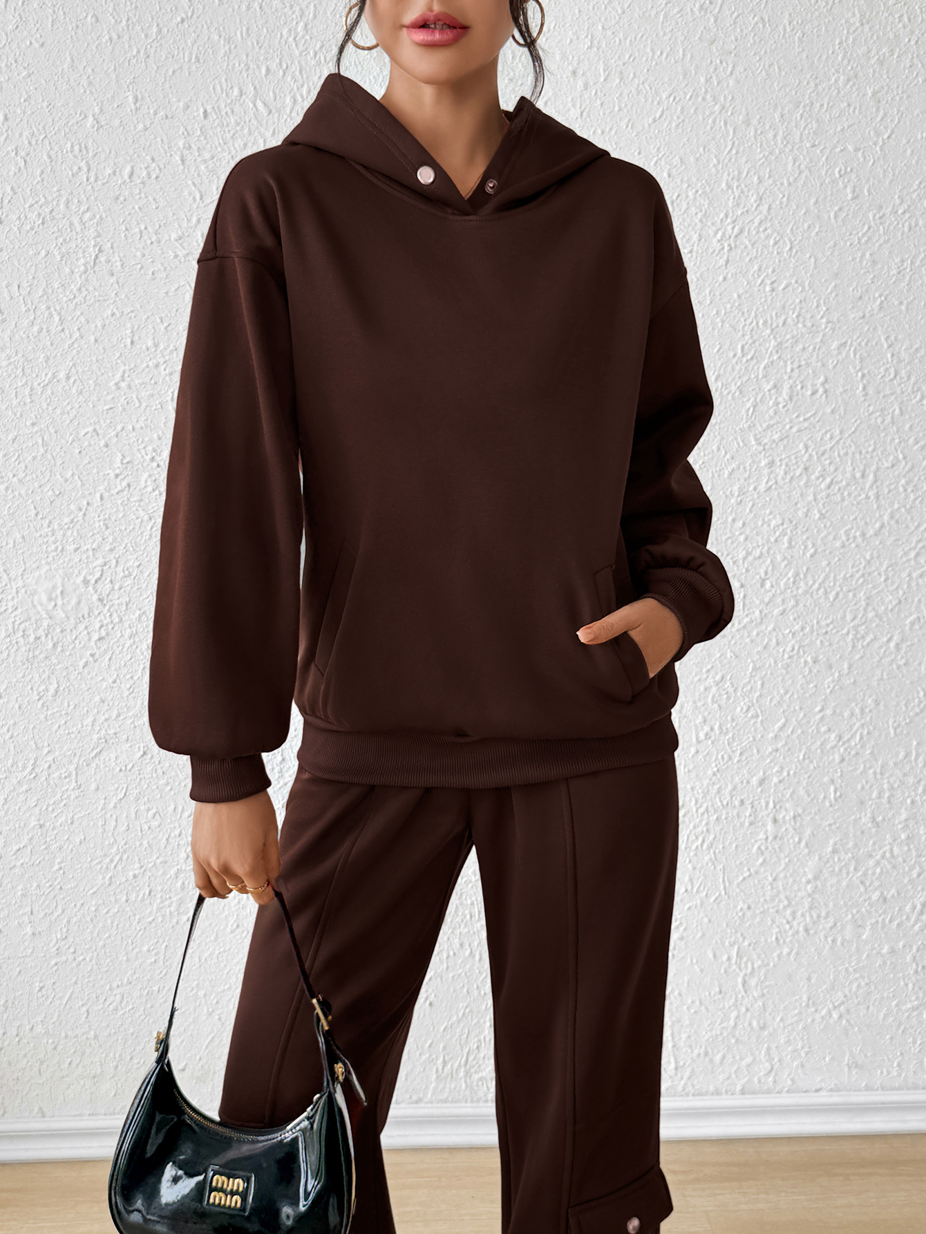 YJ084 Two-piece Women's Casual Hoodie Set With Drawstring Jogging Pants(Can be customized printing)