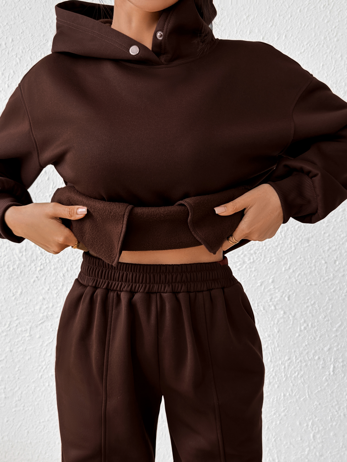 YJ084 Two-piece Women's Casual Hoodie Set With Drawstring Jogging Pants(Can be customized printing)