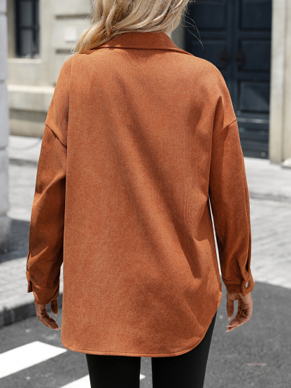 YJ089 Women's velvet button casual shirt for autumn and winter