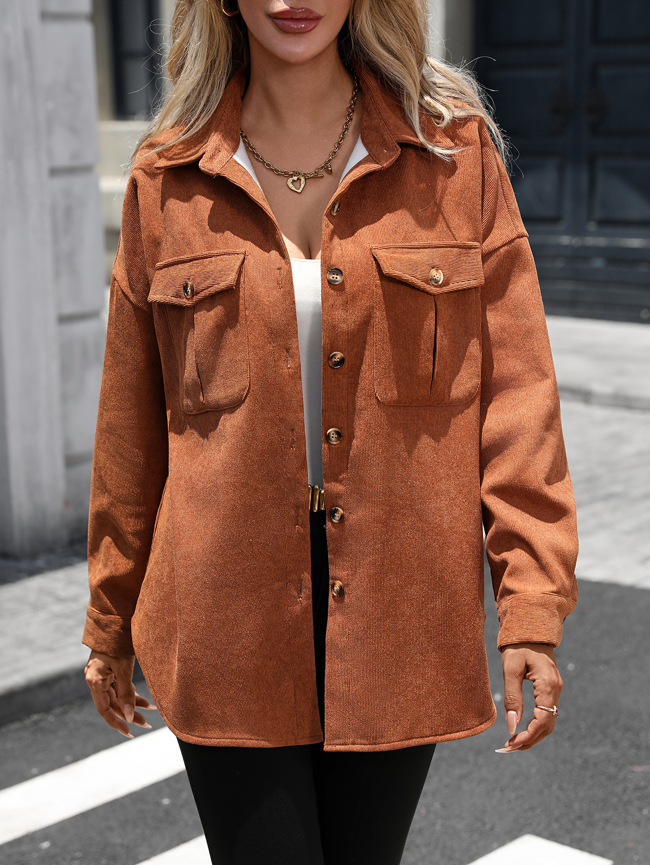 YJ089 Women's velvet button casual shirt for autumn and winter