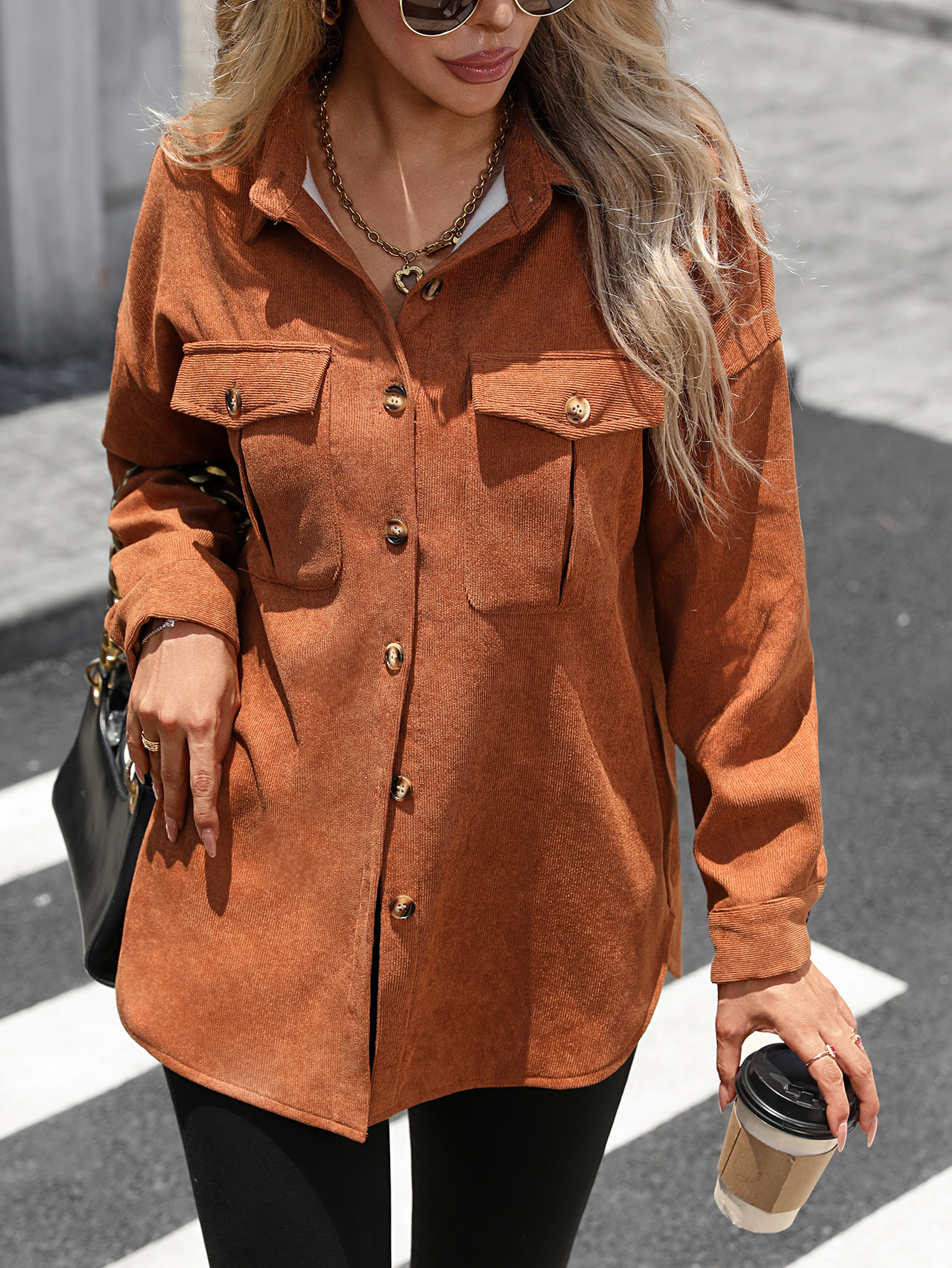 YJ089 Women's velvet button casual shirt for autumn and winter