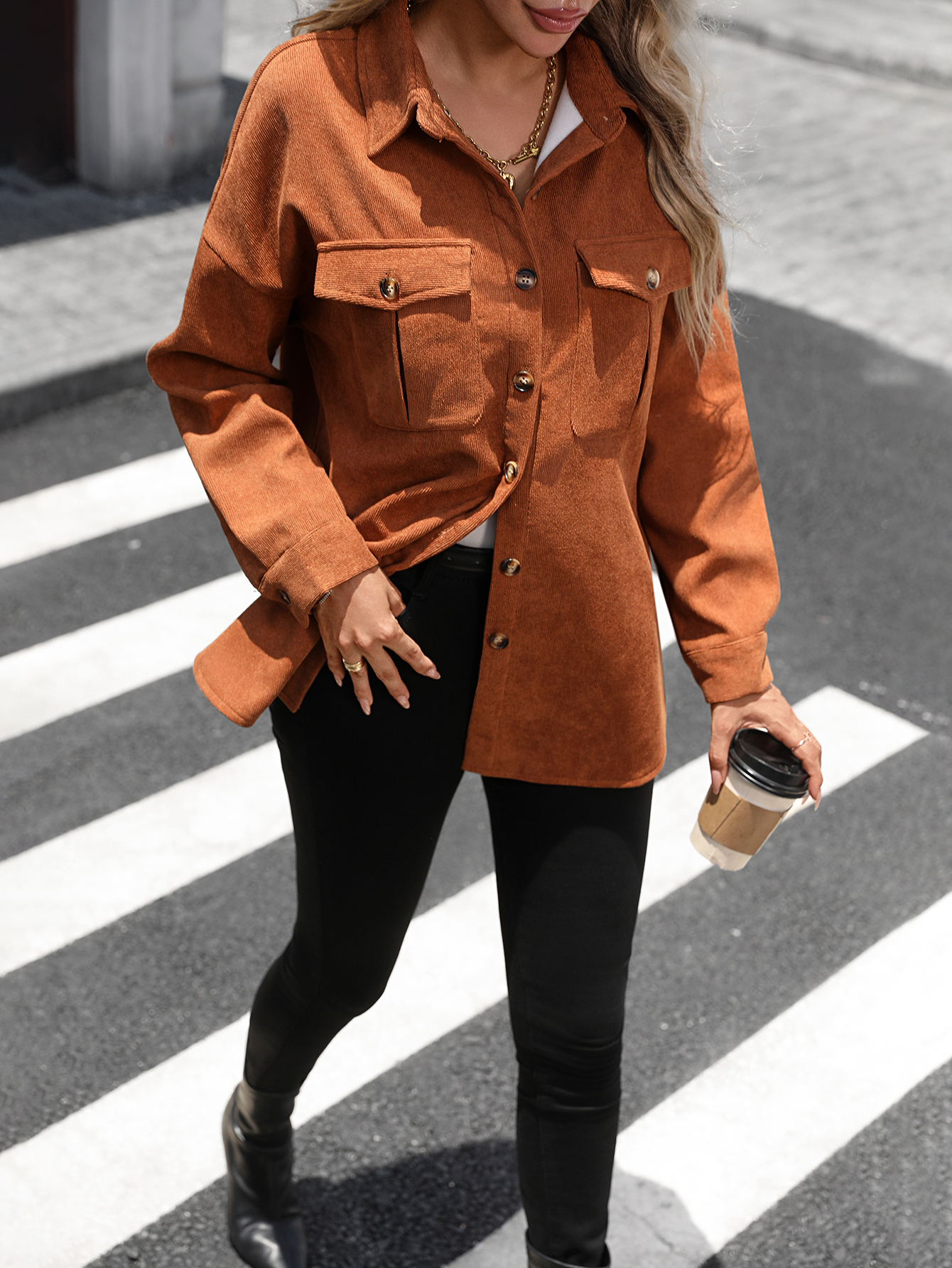 YJ089 Women's velvet button casual shirt for autumn and winter