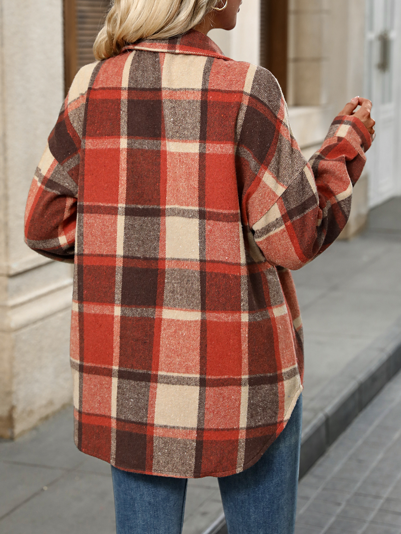 YJ098 Women's checkered collar shirt fashionable casual and versatile