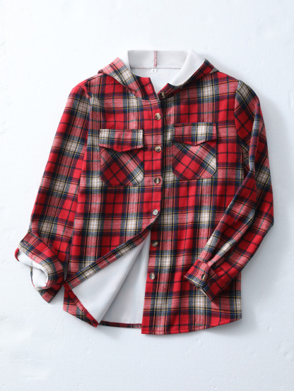 YJ087 Women's checkered hooded coat, versatile for autumn and winter