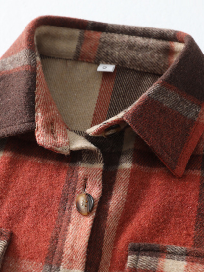 YJ098 Women's checkered collar shirt fashionable casual and versatile