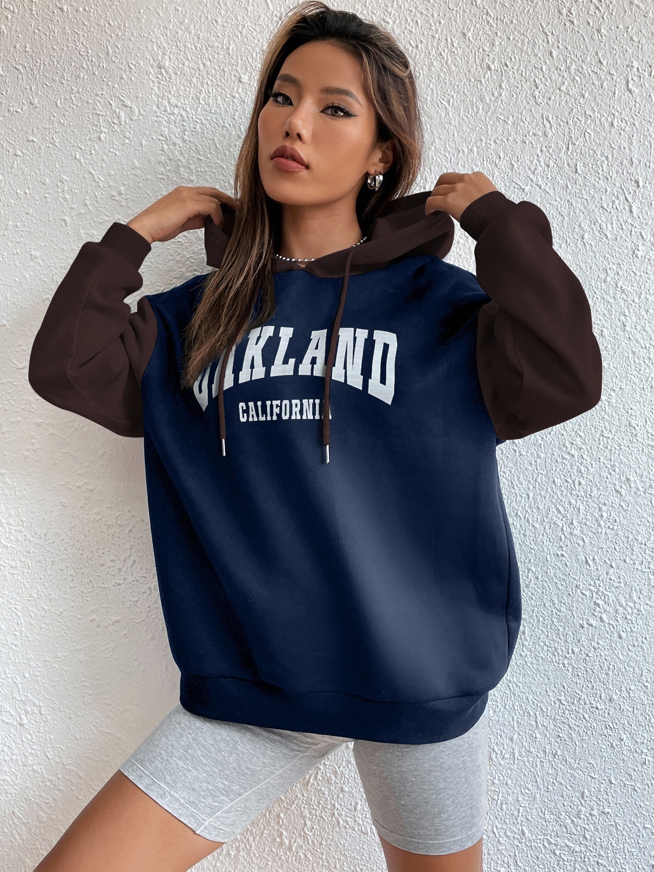 SPS001 Letter Graphic Colorblock Drop Shoulder Drawstring Thermal Hoodie,Long Sleeve Tops Graduation,Back To School Outfits,Graduation,Teacher Outfits For Women,Back To School Pullover Fall Outfit(Can be customized printing)