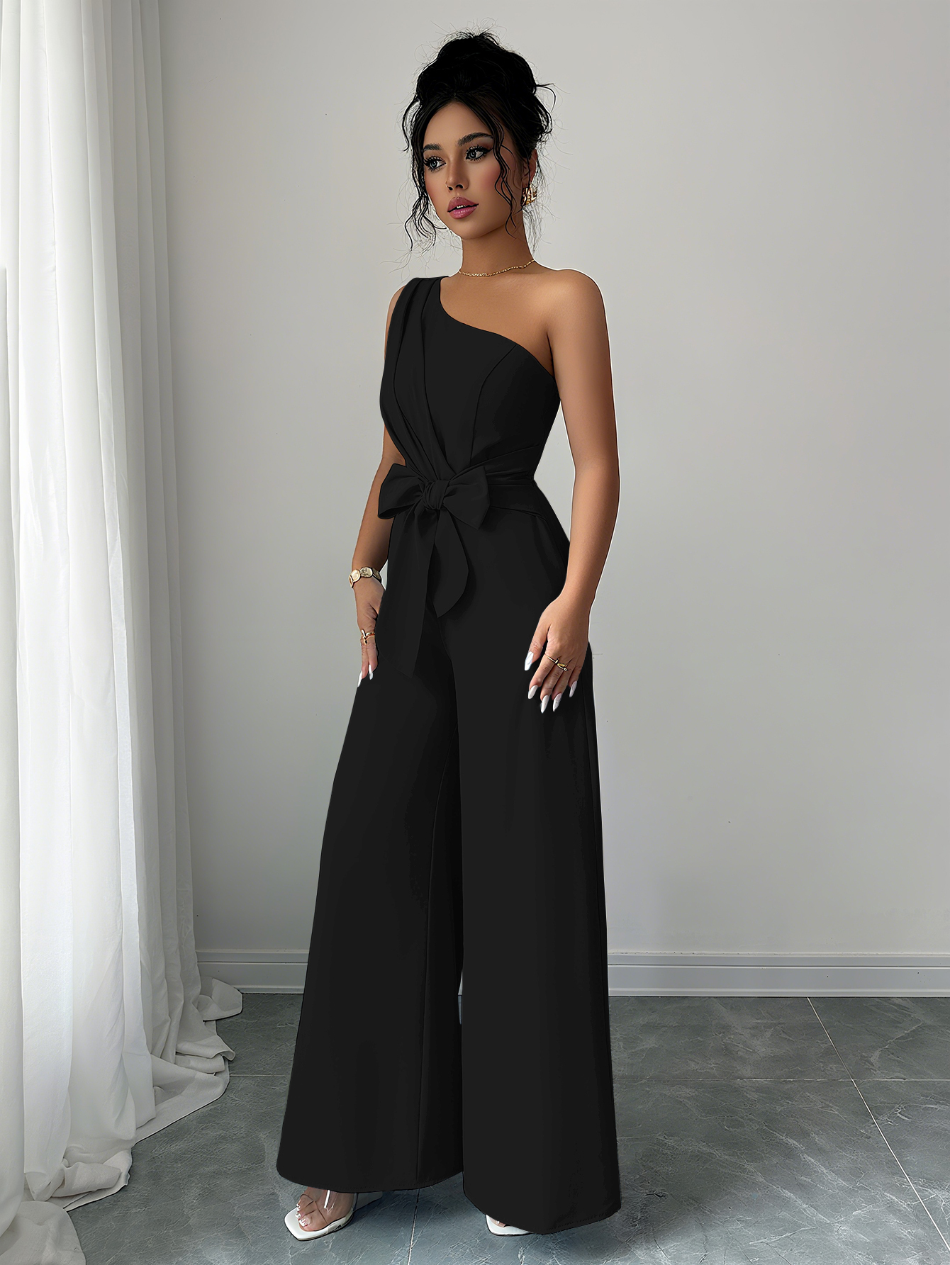 Women's Summer Elegant Solid Color Tie-Waist Romper