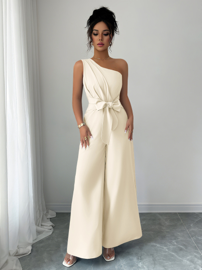 XD705 Women's Summer Elegant Solid Color Tie-Waist Romper