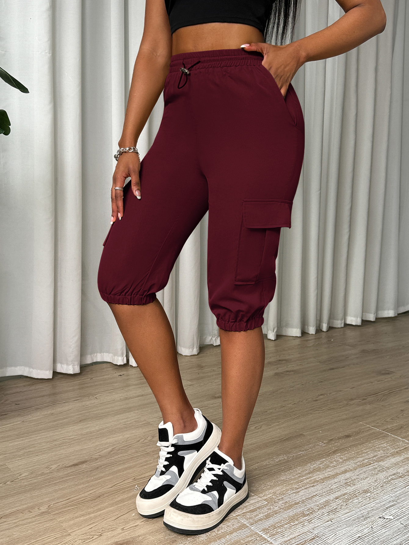 XD239 Ladies' Solid Color Simple Daily Casual Pants