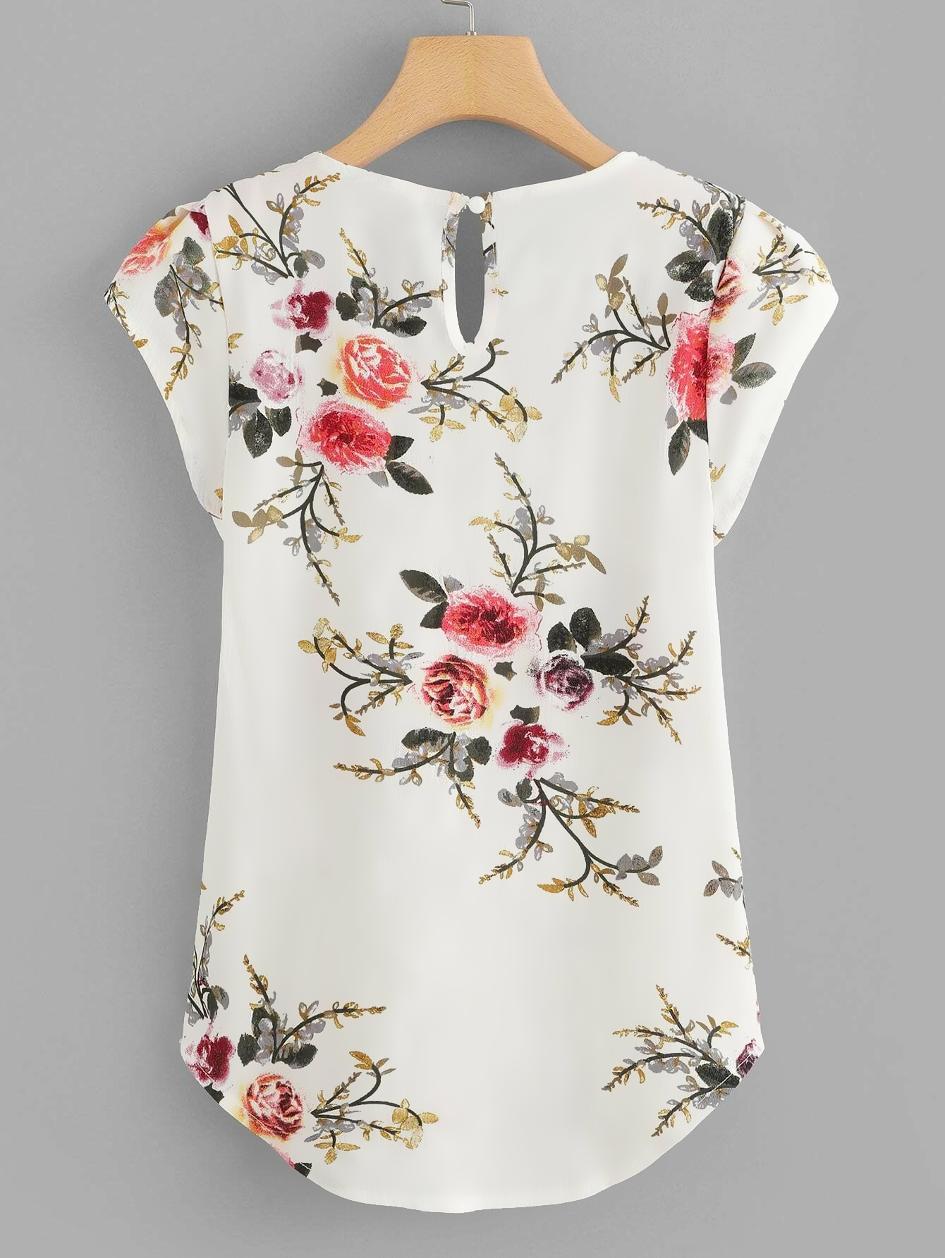 Holidaya Floral Print Pleated Cap Sleeve Top