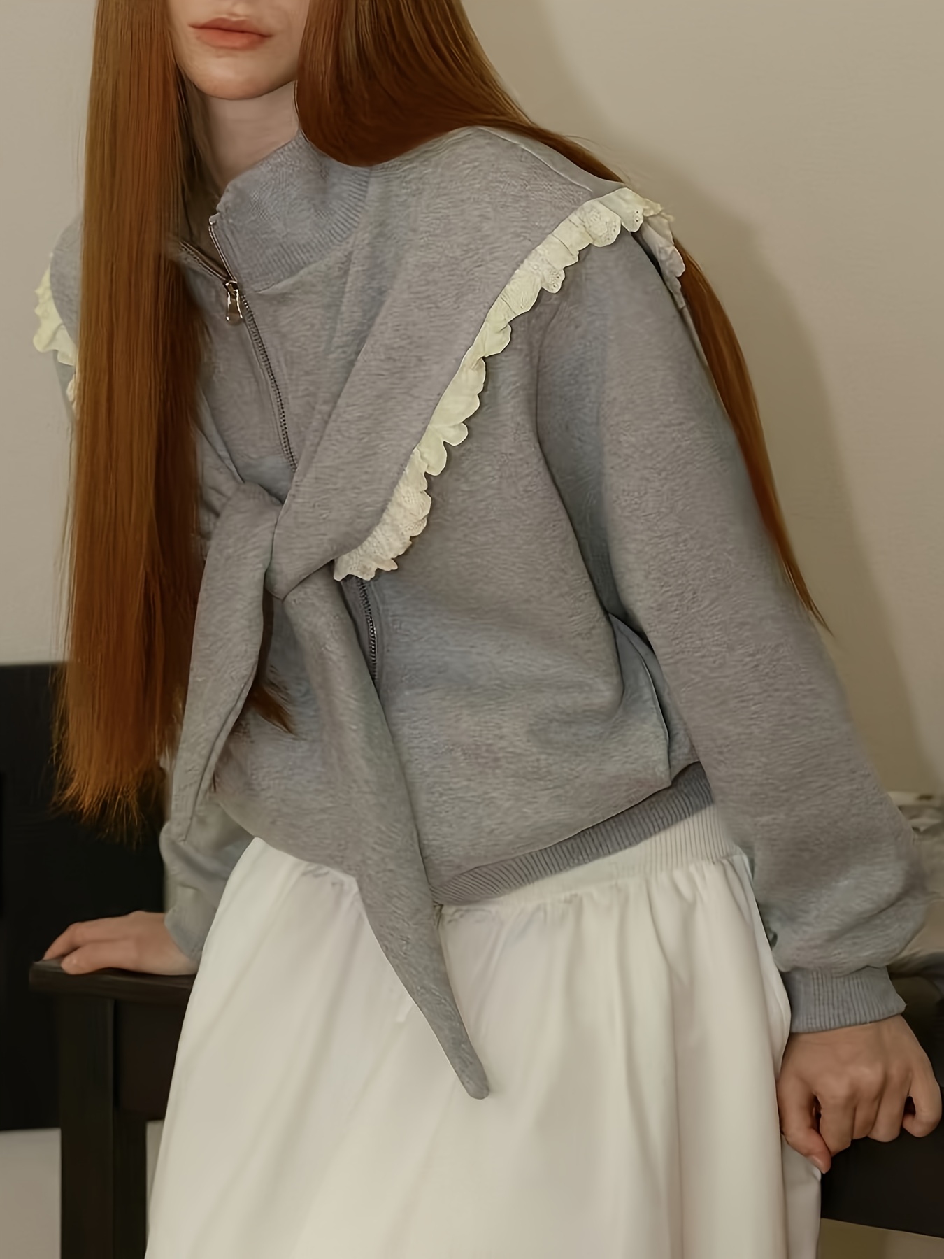 lgy167 Women's Casual Fashion Lace Cape Hoodie