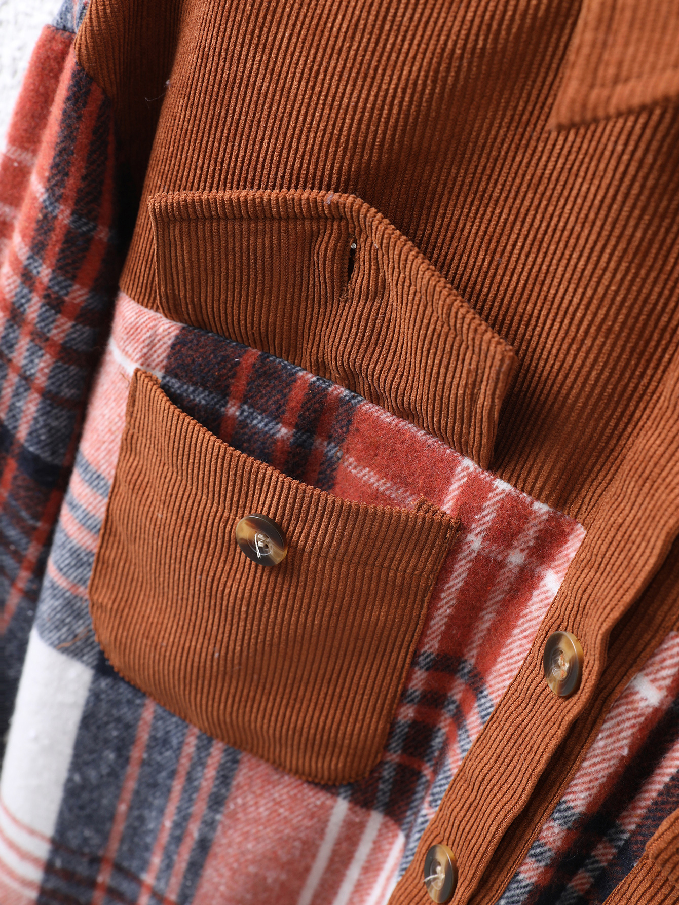 YJ090 Women's patchwork checkered collar shirt fashionable casual and versatile