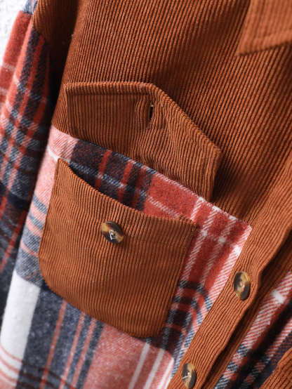YJ090 Women's patchwork checkered collar shirt fashionable casual and versatile