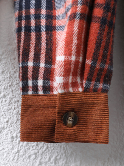 YJ090 Women's patchwork checkered collar shirt fashionable casual and versatile