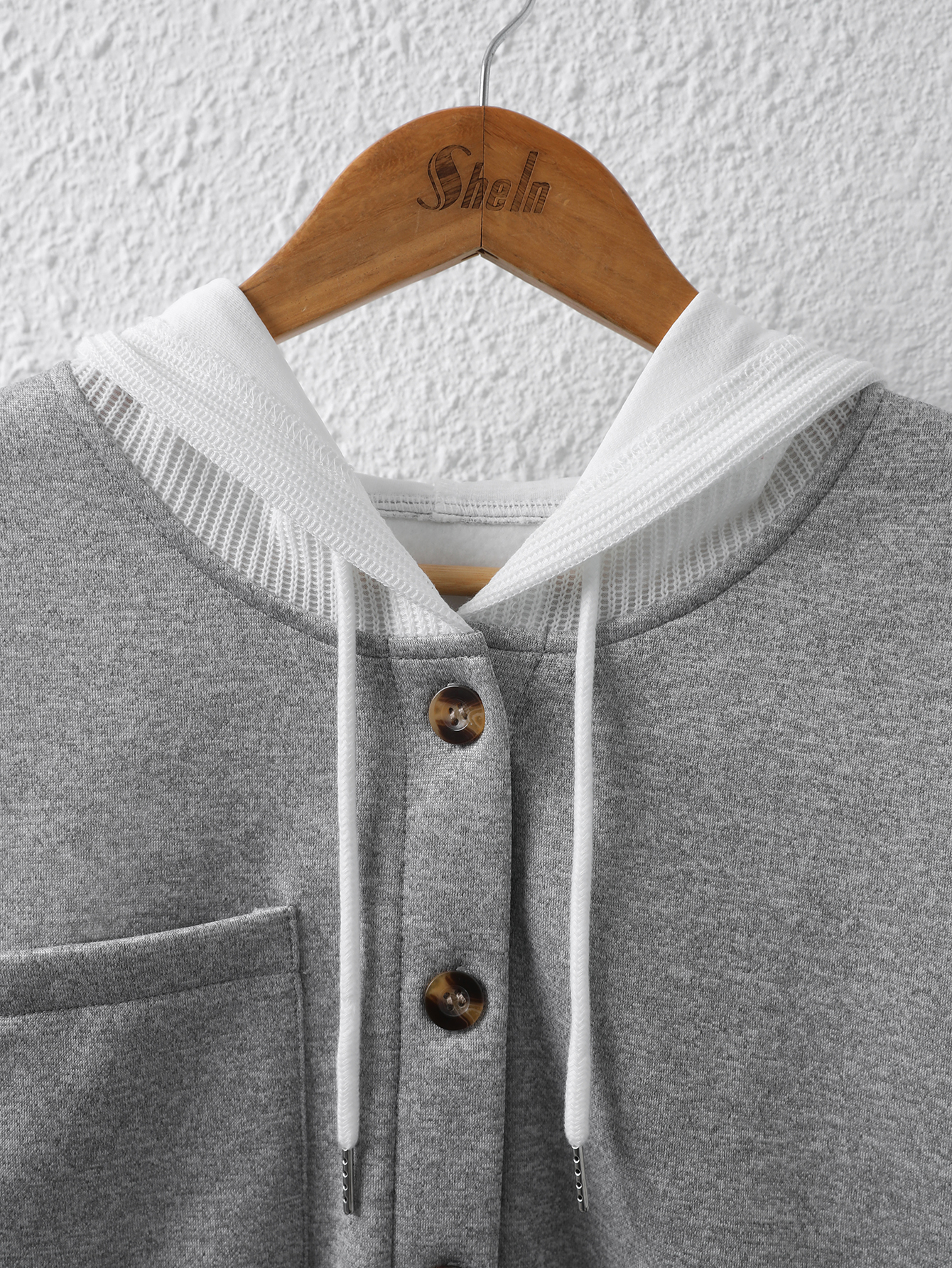 Chaqueta de otoño para mujer, casual, con capucha, holgada, de manga larga, con botones