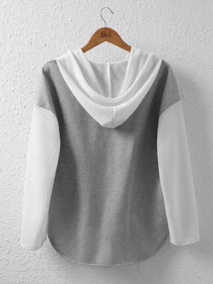 Chaqueta de otoño para mujer, casual, con capucha, holgada, de manga larga, con botones