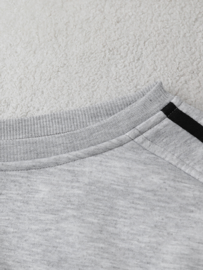 lgy45 Women's round neck sweatshirt casual sports pants ribbon decoration set