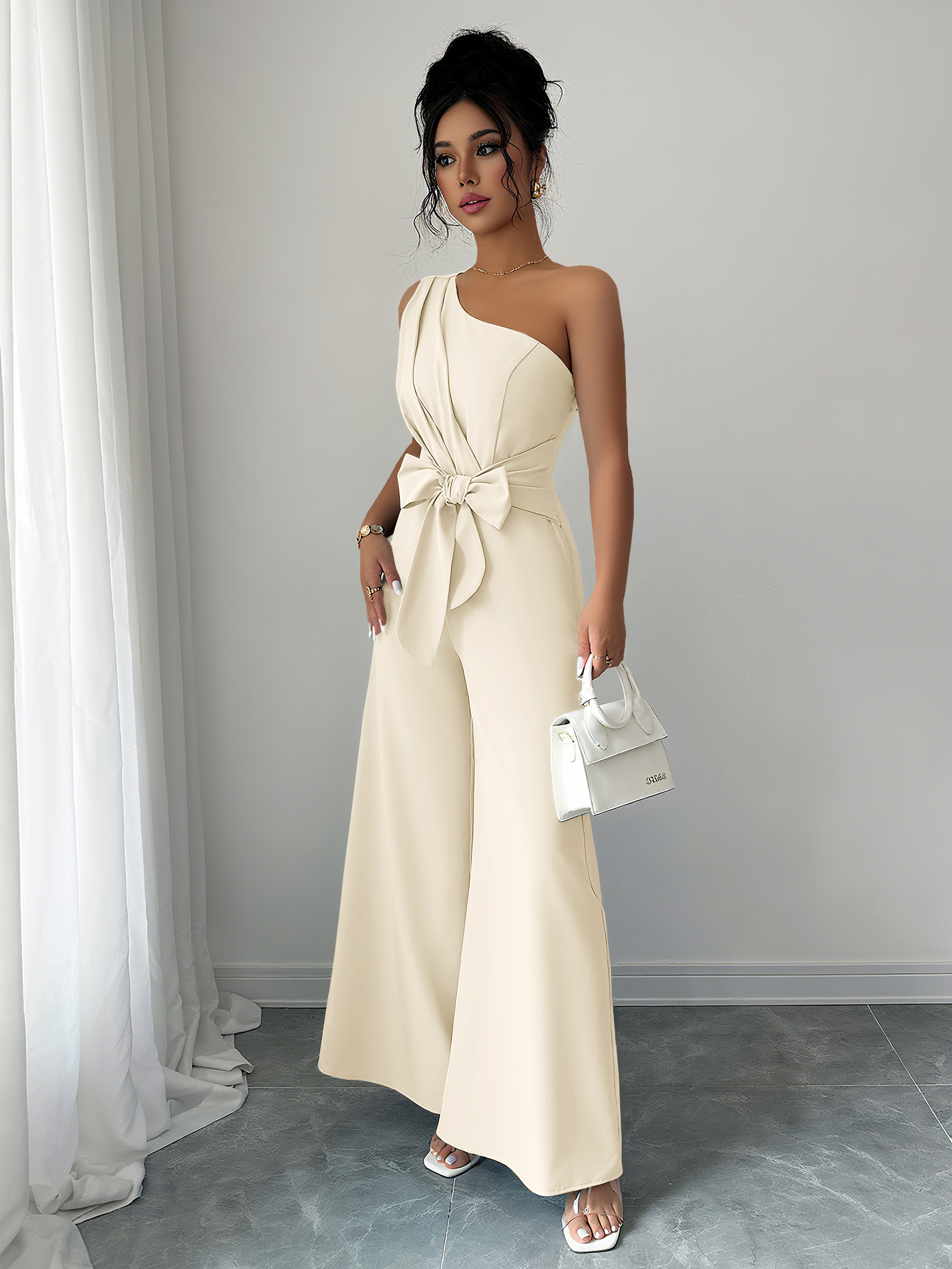 Women's Summer Elegant Solid Color Tie-Waist Romper