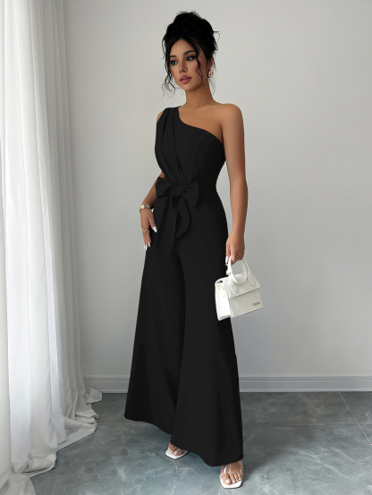 Women's Summer Elegant Solid Color Tie-Waist Romper