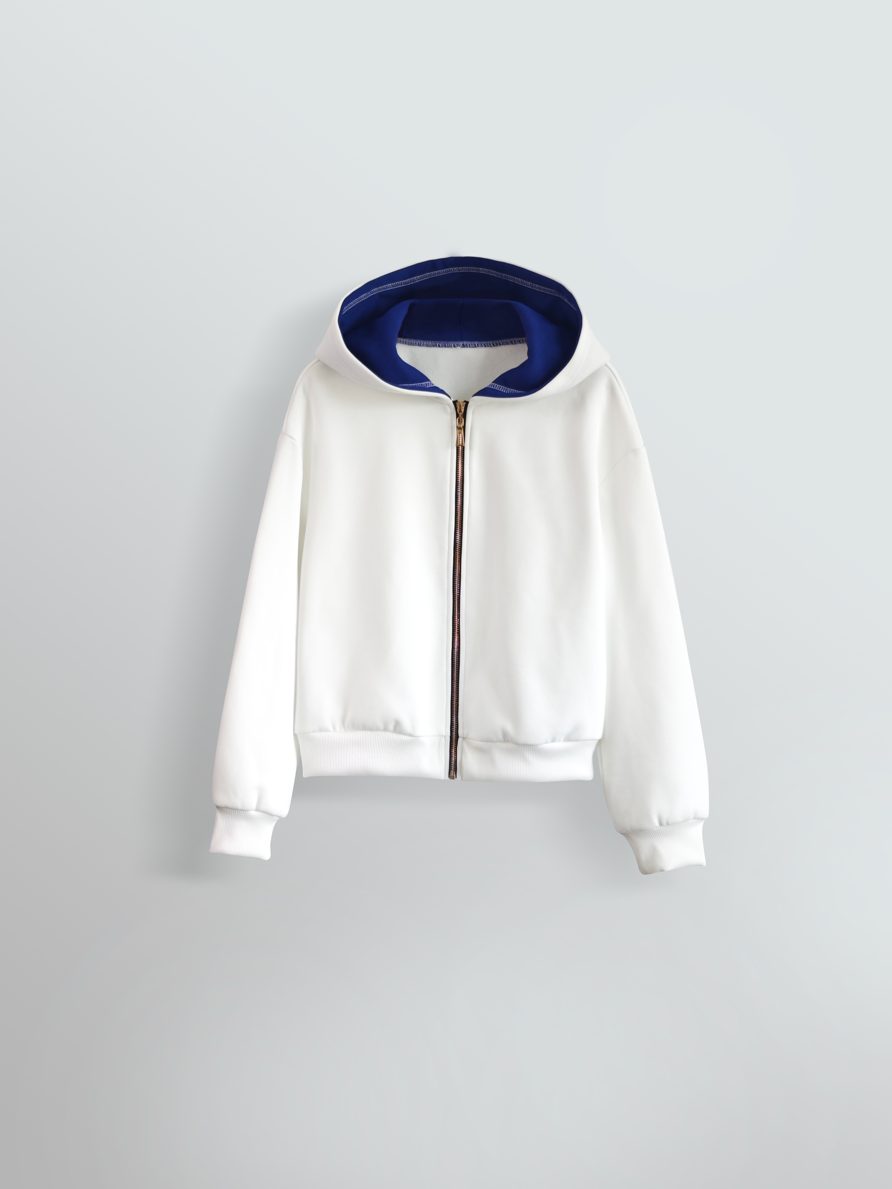 lgy42 Women's white hoodie and blue pants fashion suit Cardigan(Can be customized printing)