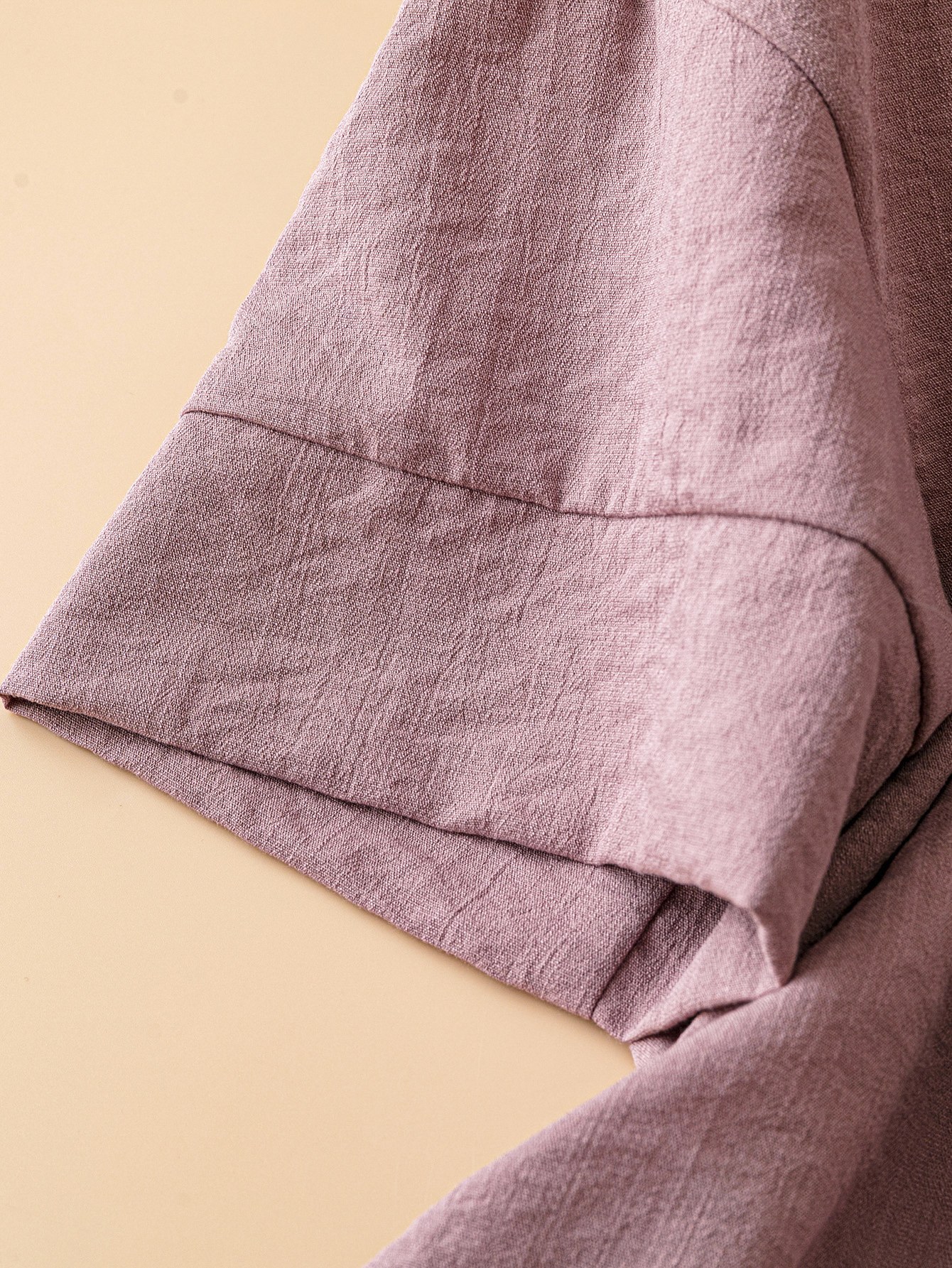 XD602 Casual Solid Color Button Decorated Drawstring Shirt