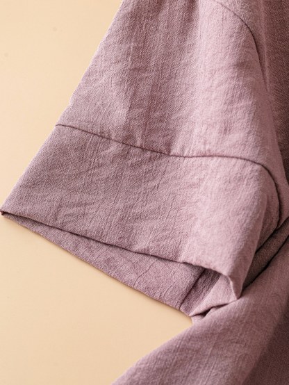 XD602 Casual Solid Color Button Decorated Drawstring Shirt