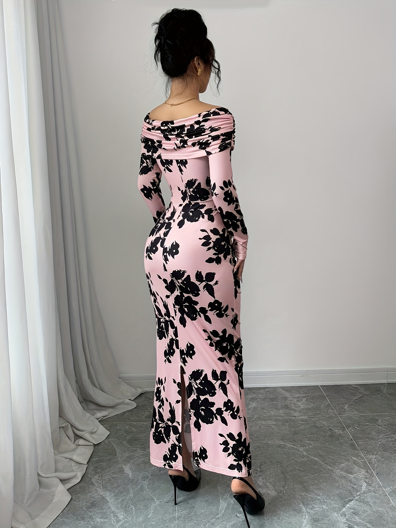 lgy173 Women's Sexy Leisure High-Waisted Mini Skirt Dress with Floral Print