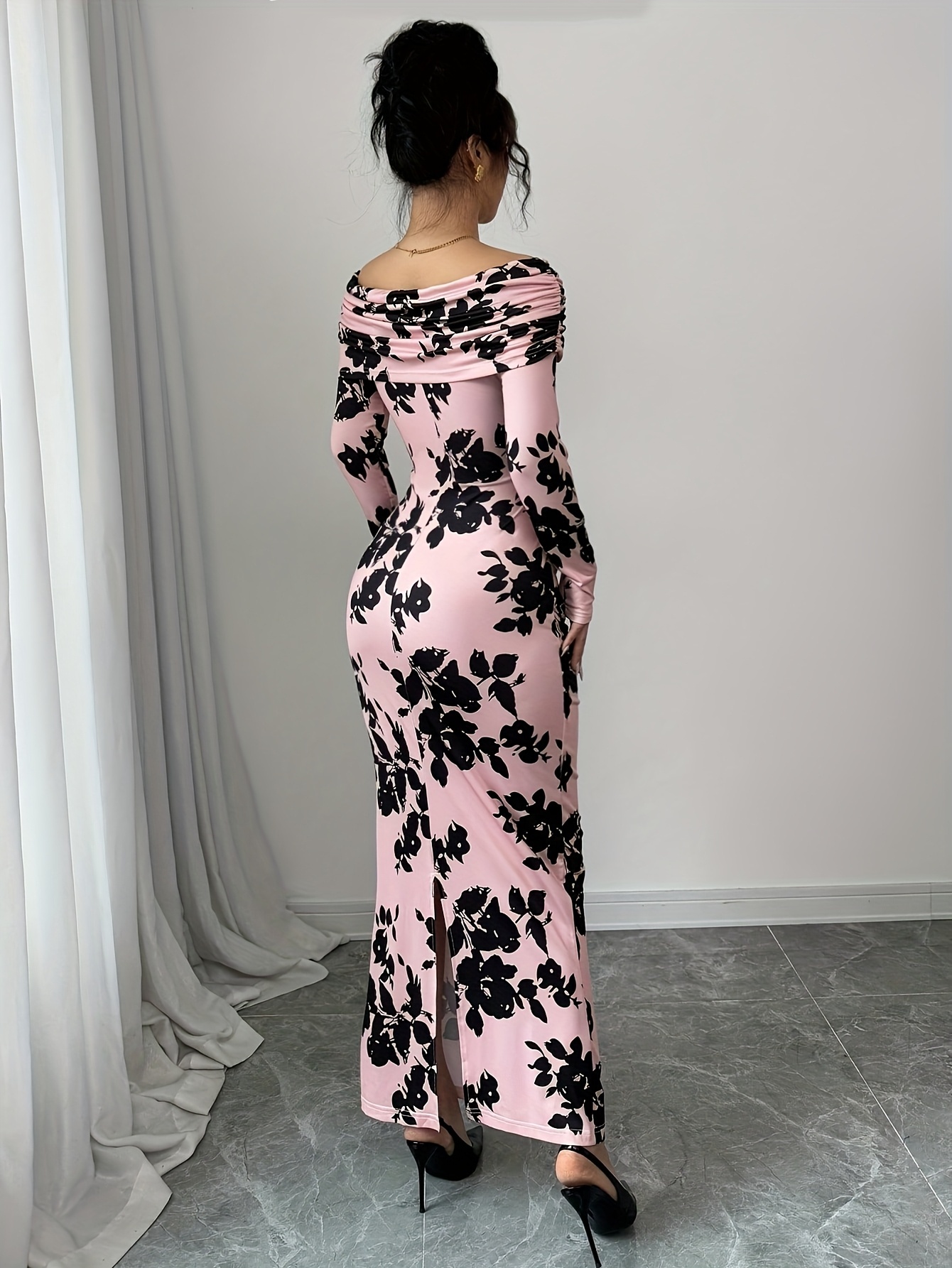 lgy173 Women's Sexy Leisure High-Waisted Mini Skirt Dress with Floral Print