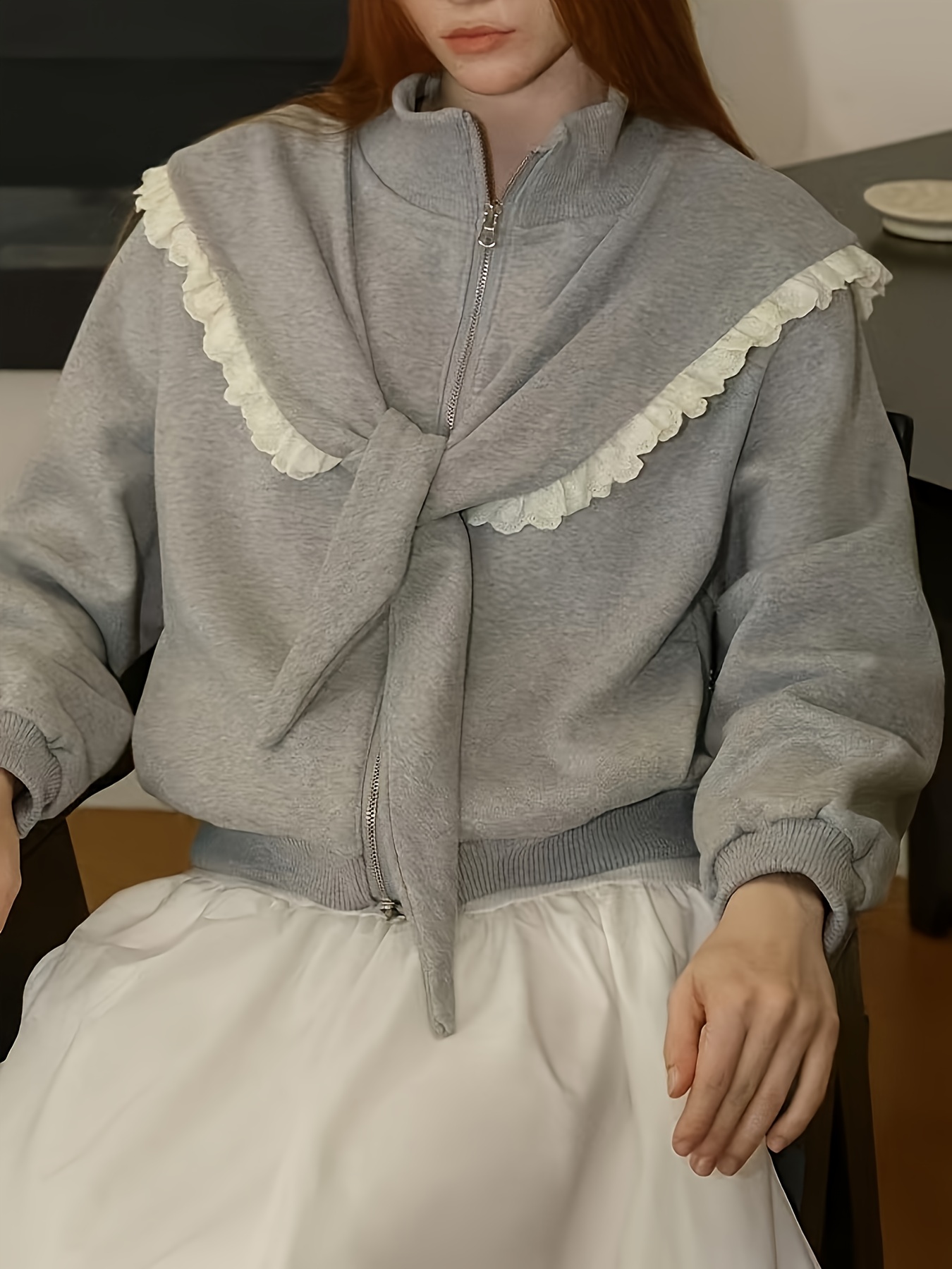 lgy167 Women's Casual Fashion Lace Cape Hoodie