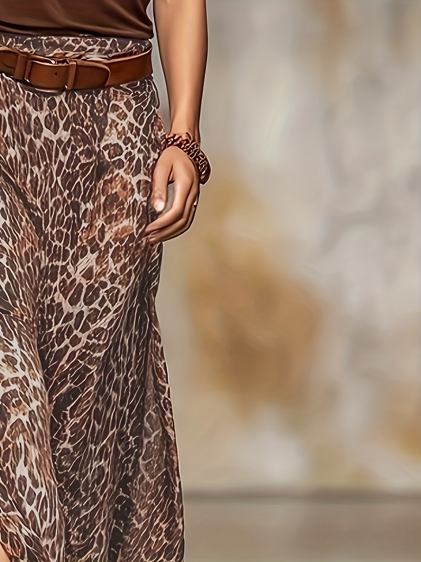 lgy177 Women's Leisure Sexy Skirt with Leopard Print (Without Belt)