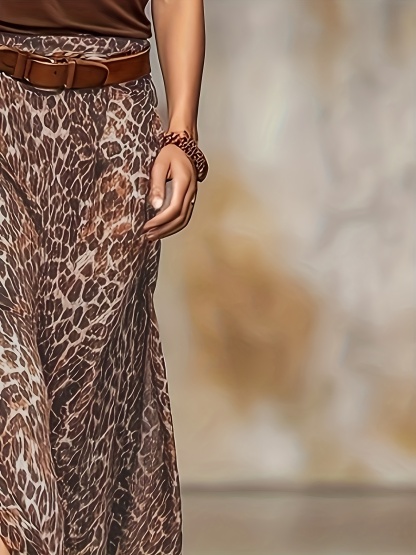 lgy177 Women's Leisure Sexy Skirt with Leopard Print (Without Belt)