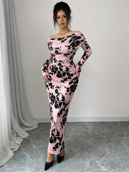 lgy173 Women's Sexy Leisure High-Waisted Mini Skirt Dress with Floral Print