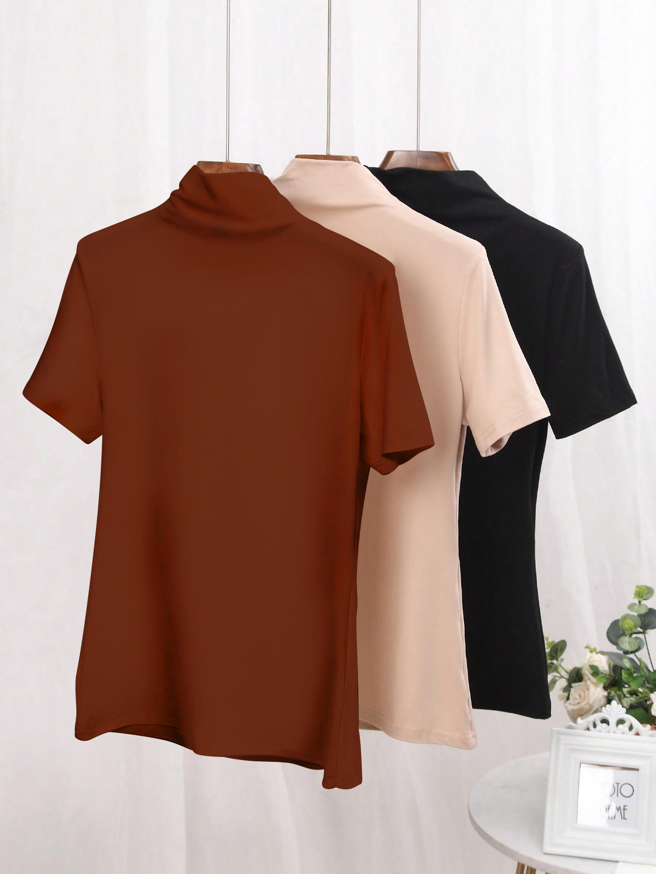 3pcs Mock Neck Tee