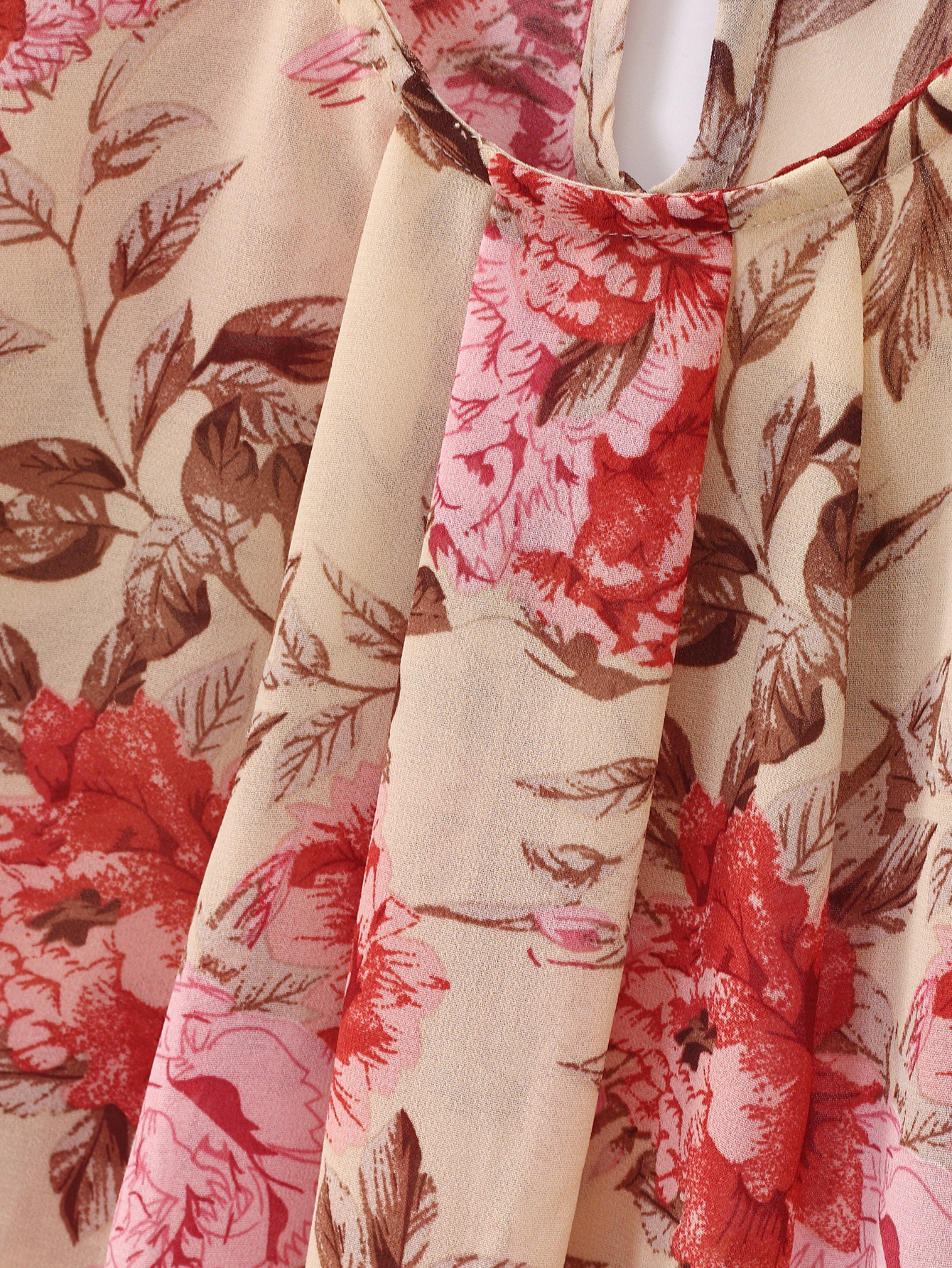 Holidaya Floral Print Pleated Cap Sleeve Top