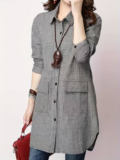  XH498 Women's Plaid Shirt,Long Sleeve Tops Fall Cloth For Women