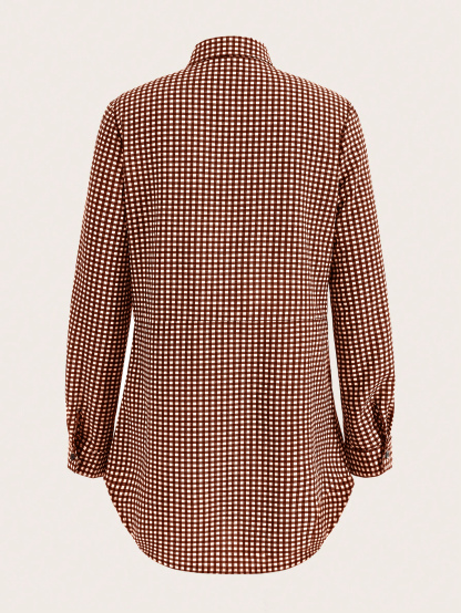  XH498 Women's Plaid Shirt,Long Sleeve Tops Fall Cloth For Women