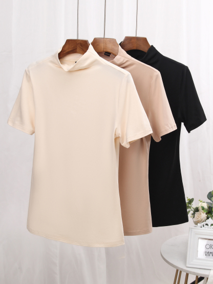 3pcs Mock Neck Tee(Can be customized printing)