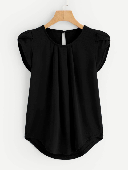 Holidaya Floral Print Pleated Cap Sleeve Top