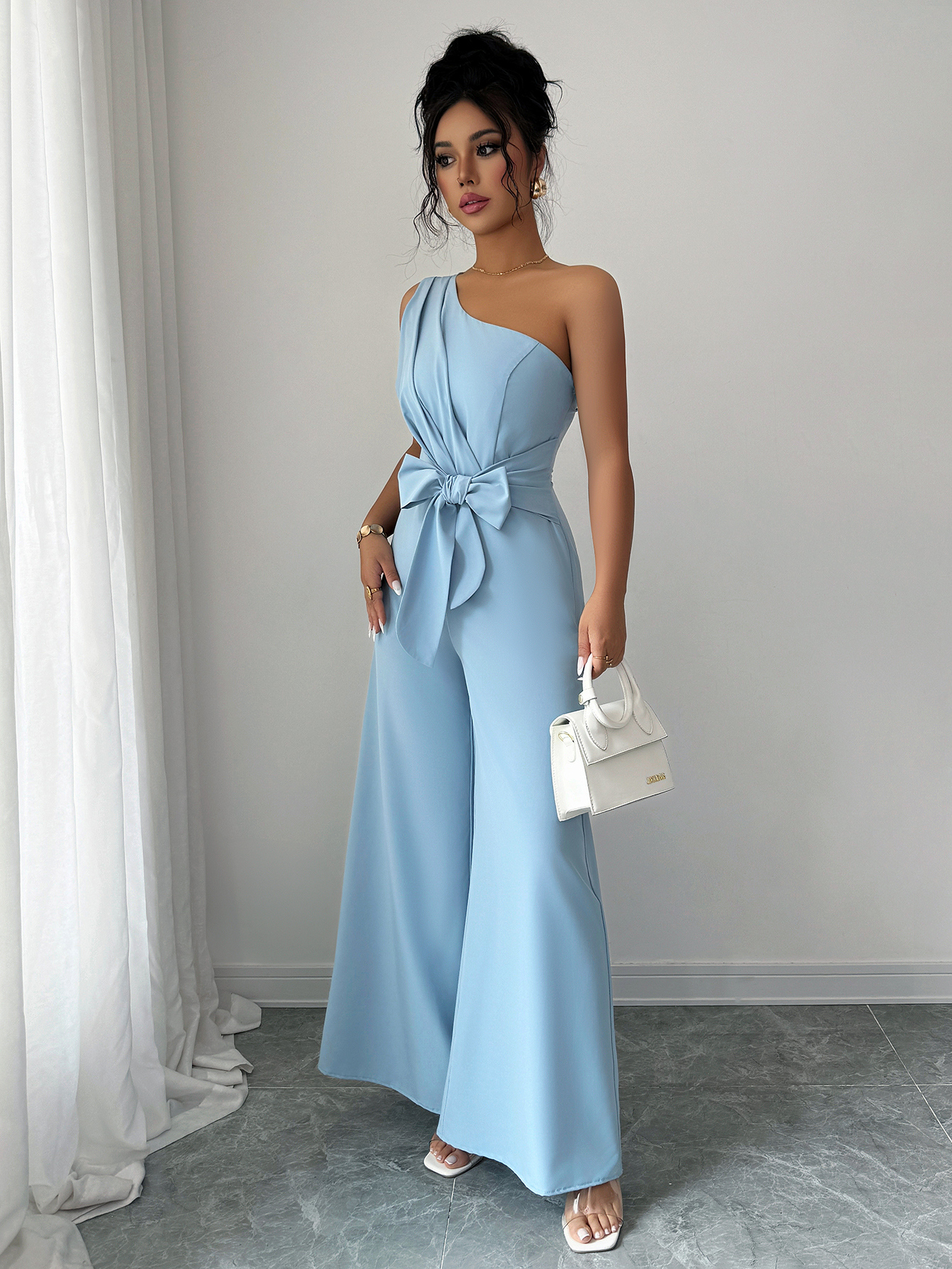 Women's Summer Elegant Solid Color Tie-Waist Romper