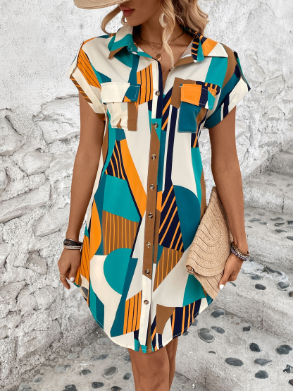 Women's Geometric Print Shirt Dress