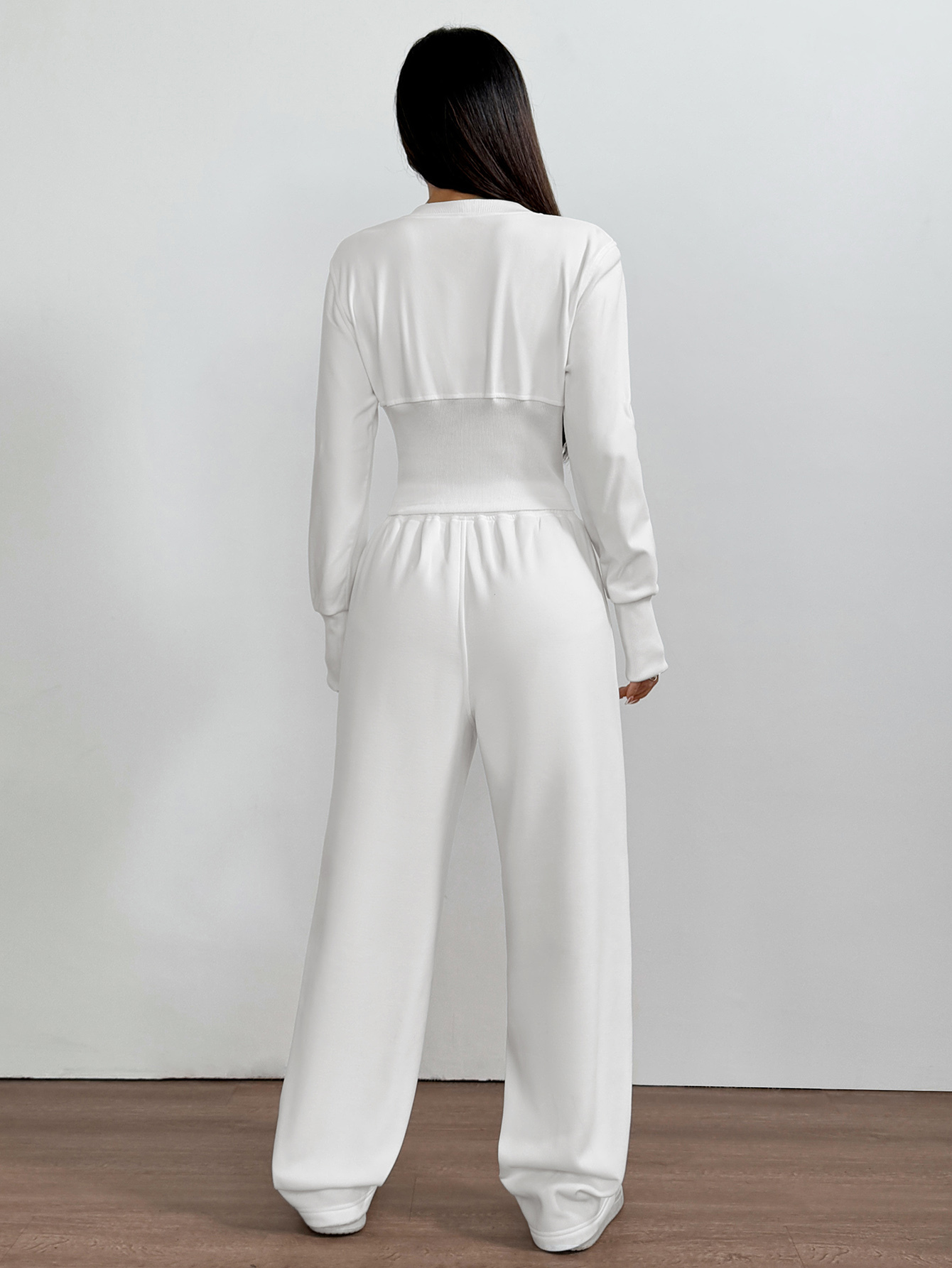 OA037 Women's waist cardigan top casual sports pants set(Can be customized printing)