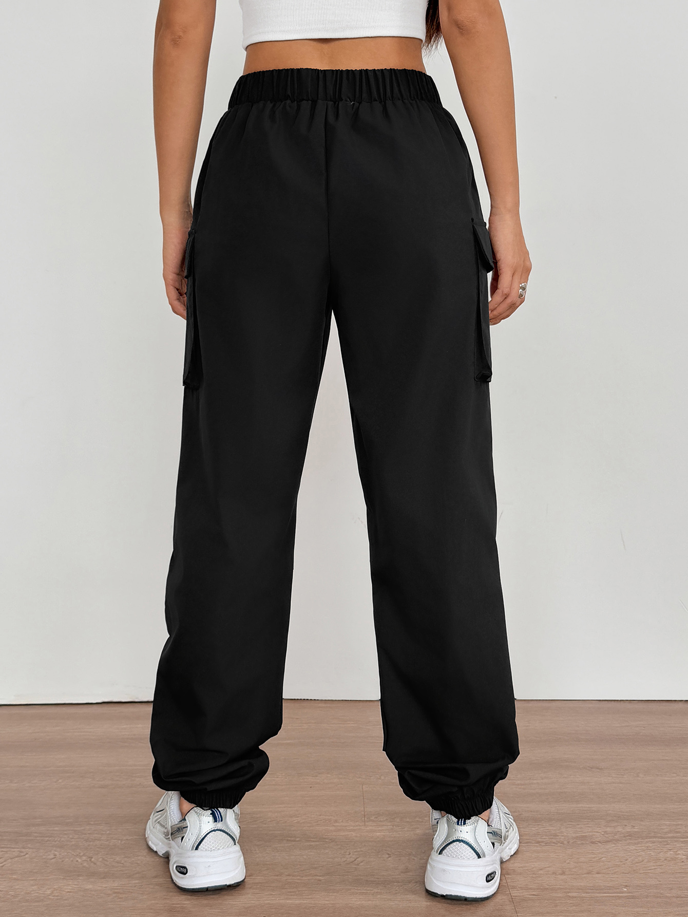 Flap Pocket Side Cargo Pants Color: black, gray, burgundy