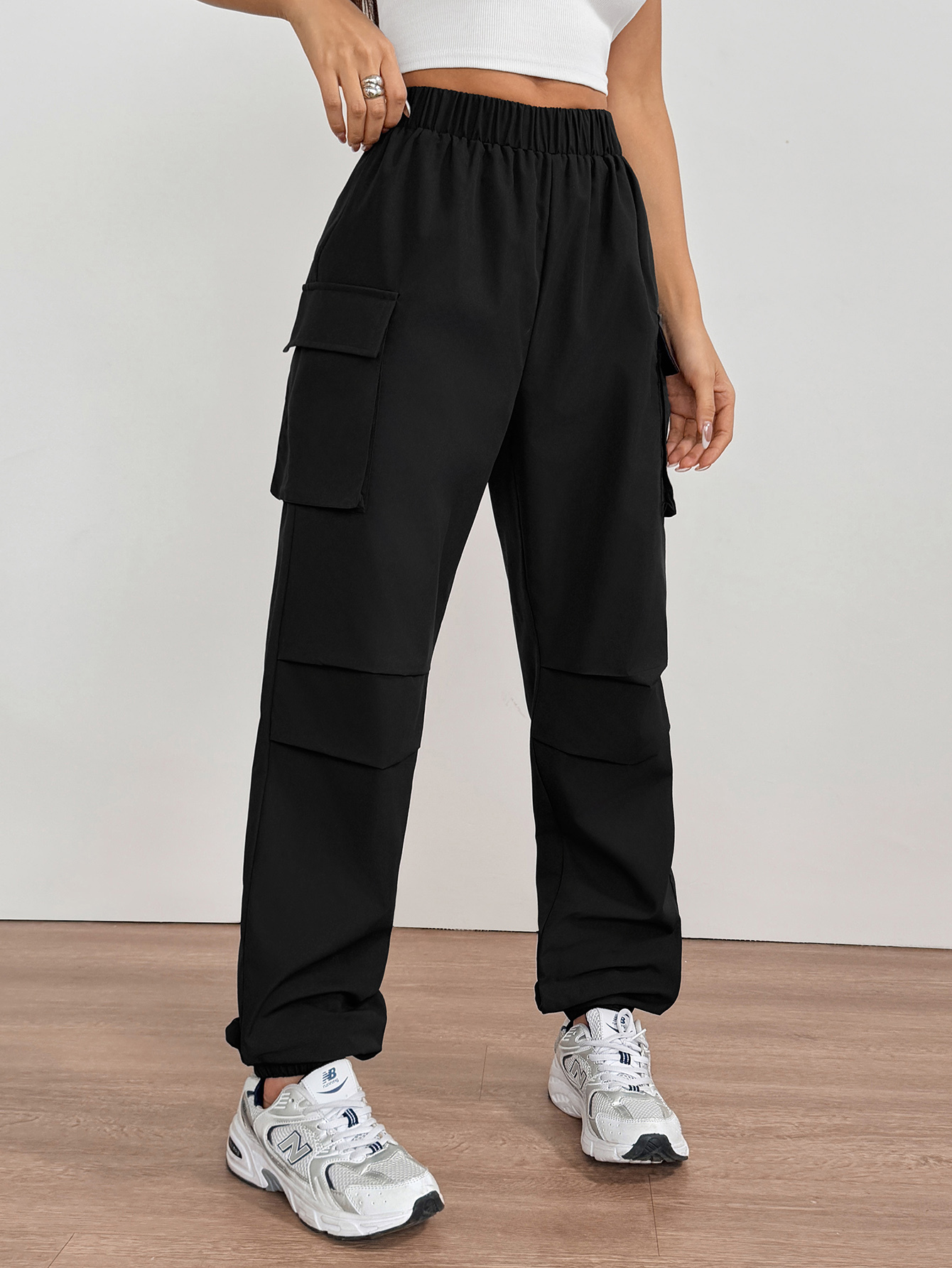 Flap Pocket Side Cargo Pants Color: black, gray, burgundy