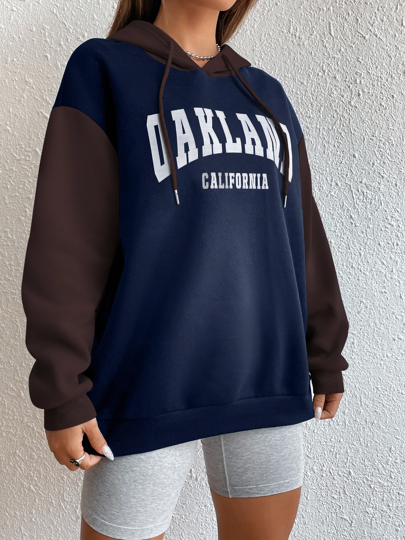 SPS001 Letter Graphic Colorblock Drop Shoulder Drawstring Thermal Hoodie,Long Sleeve Tops Graduation,Back To School Outfits,Graduation,Teacher Outfits For Women,Back To School Pullover Fall Outfit(Can be customized printing)