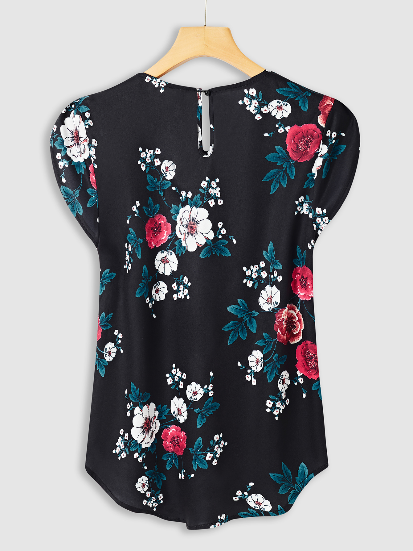 Holidaya Floral Print Pleated Cap Sleeve Top