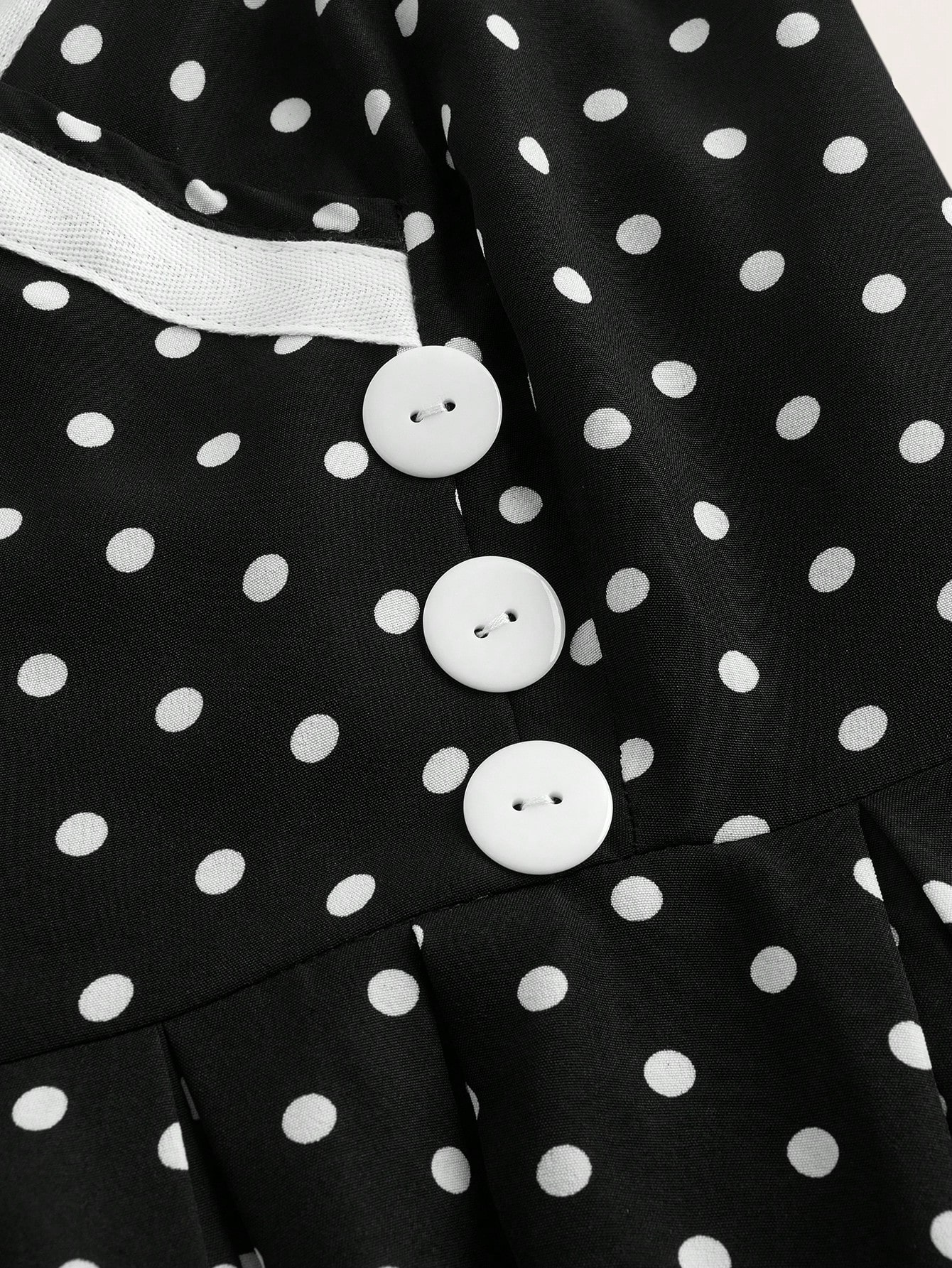 XD204 Women Summer Button Decor Polka Dot Print Halter Neck Tie Waist Dress Maxi Women Outfit