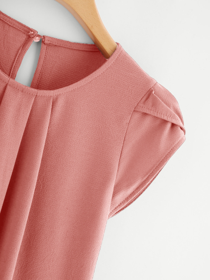 Holidaya Floral Print Pleated Cap Sleeve Top