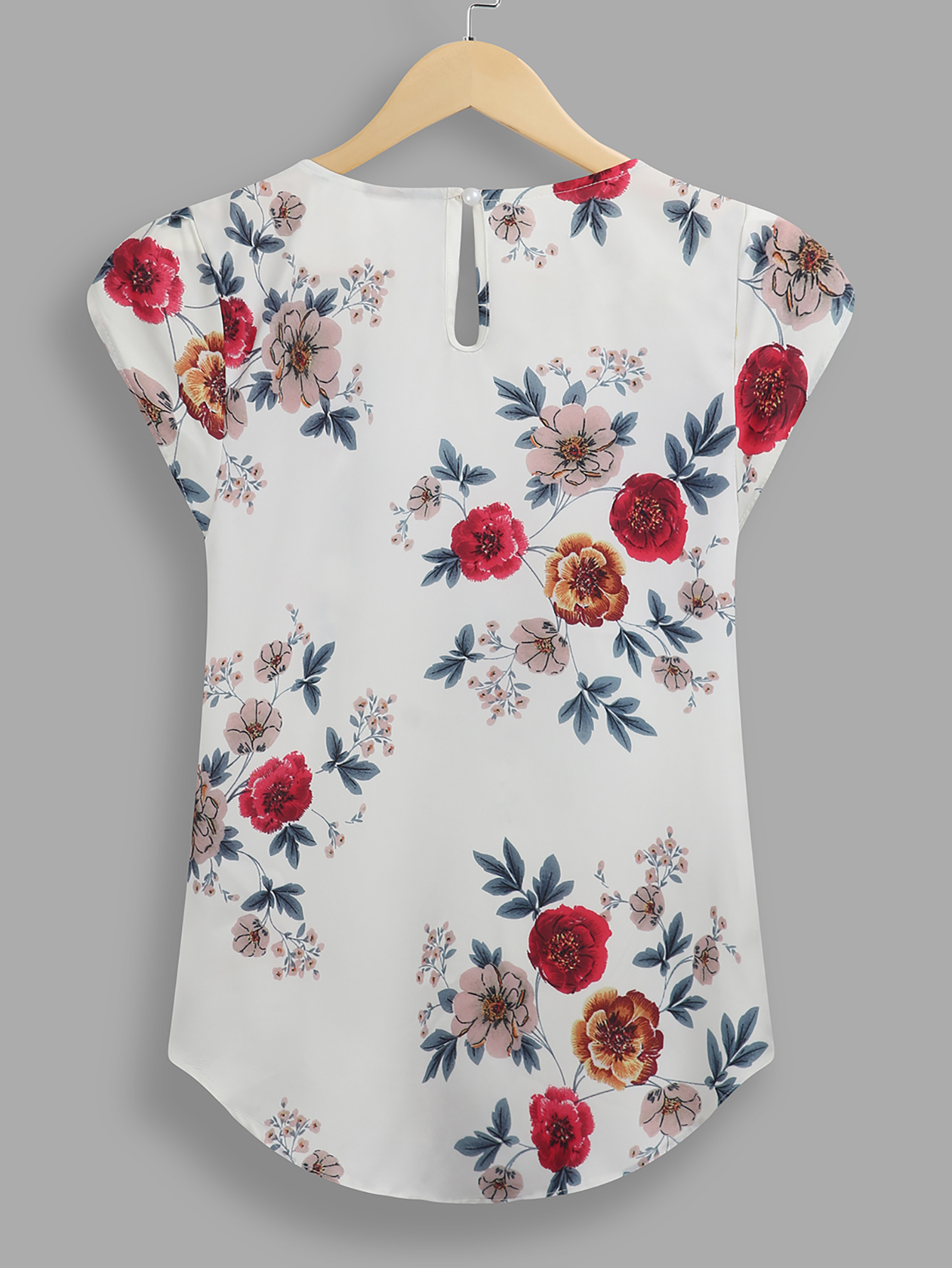 Holidaya Floral Print Pleated Cap Sleeve Top