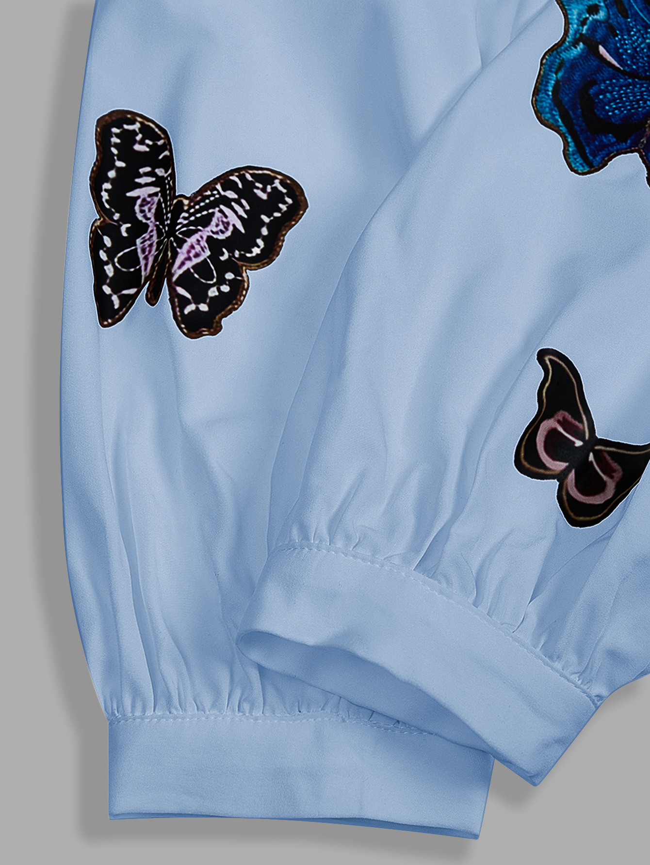 XD267 Women's Casual Butterfly Print Long Sleeve Blouse Women Shirt